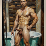 After the Bath — Explicit Male Nude Art Print