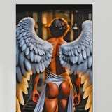 Winged Seraph's Stride Art Print | Angelic Male Figure Wall Art | Mythic LGBTQ+ Decor | SteelPulseMStudio