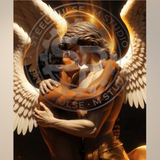 Gay Erotic Art Print | Angelic Lovers Embracing & Kissing | Muscular Winged Homoerotic Fantasy | Celestial Male Nude Wall Art | 4 Sizes