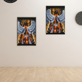 Winged Seraph's Stride Art Print | Angelic Male Figure Wall Art | Mythic LGBTQ+ Decor | SteelPulseMStudio