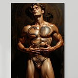 Gay Erotic Art Print | Muscular Man with Twin Snakes Tattoo | Sensual Male Nude Fantasy | Homoerotic Occult Wall Art | 4 Sizes