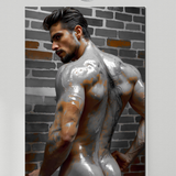 Male Nude Art Print | Erotic Gay Wall Decor | Oil & Skin Artistic Nude Illustration | Homoerotic Artwork | AiPhoenixArtWorks