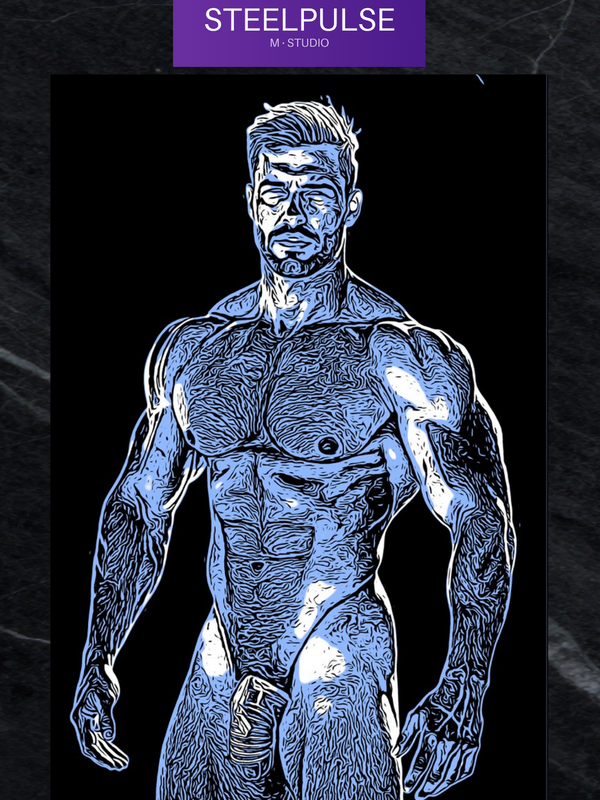 Male Figure Line Art Print: Modern Physique Illustration, Pop Art Decor