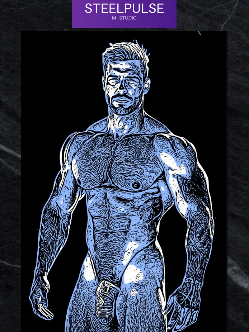 Male Figure Line Art Print: Modern Physique Illustration, Pop Art Decor