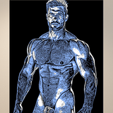 Male Figure Line Art Print: Modern Physique Illustration, Pop Art Decor