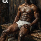 Black Male Impasto Oil Painting Print, Muscular Athletic Figure Wall Decor