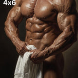 Muscular Torso Oil Painting Print, Classical Bodybuilder Fine Art, Masculine Fitness Wall Decor