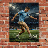 Soccer Player Fine Art Print, Muscular Footballer Impasto Oil Painting Poster, Athletic Soccer Star Wall Decor, Manchester Sports Fan Art