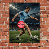 Soccer Player Fine Art Print, Muscular Footballer Impasto Oil Painting Poster, Athletic Soccer Star Wall Decor, Manchester Sports Fan Art