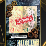 Handmade NSFW Steampunk Anniversary Card, Alloy Accents