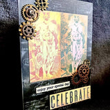 Handmade NSFW Steampunk Anniversary Card, Alloy Accents