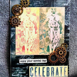 Handmade NSFW Steampunk Anniversary Card, Alloy Accents