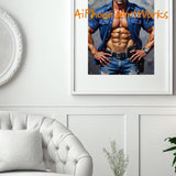 Sexy Policeman Wall Art PRINT | Male Pin-Up Painting, Modern Gay Art Decor | AiPhoenixArtWorks