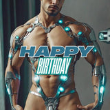 Happy Birthday Card | Male Nude Sci-Fi Fantasy Artwork | Gay Greeting Card PRINT | Mature Content | Single or 5-Pack