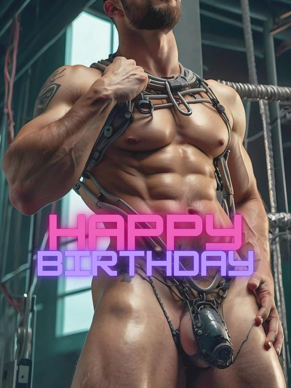Happy Birthday Card | Male Nude Sci-Fi Fantasy Artwork PRINT | Gay Greeting Card | Mature Content | Single, 5-Pack, 10-Pack