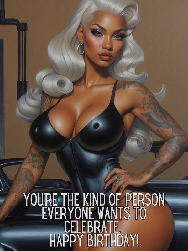 Pin-Up Girl Birthday Card: Glamorous Art Print (4x6 inches) Single or 5-Pack