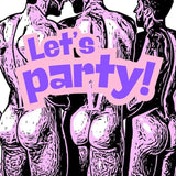 Mature Greeting Card | Let’s Party Nude Male Art Print | Funny Gay Birthday or Celebration Card | Single, 5-Pack, 10-Pack Options
