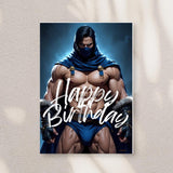 Warrior Male Art Birthday Card: Edgy Fantasy Illustration