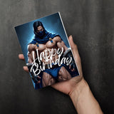 Warrior Male Art Birthday Card: Edgy Fantasy Illustration