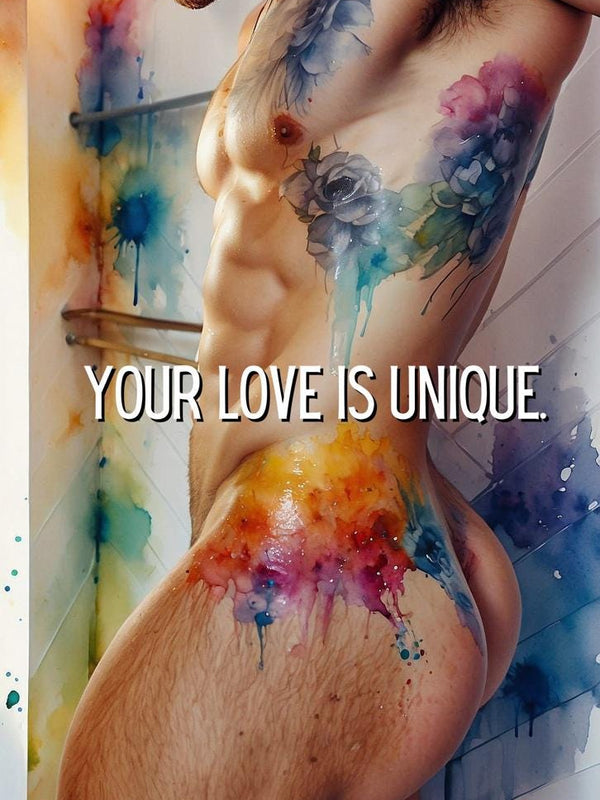 Romantic Greeting Card | Male Nude Watercolor Art PRINT | Unique Love Card LGBTQ | Mature Content | Single or 5-Pack