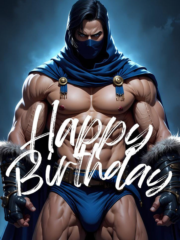 Warrior Male Art Birthday Card: Edgy Fantasy Illustration