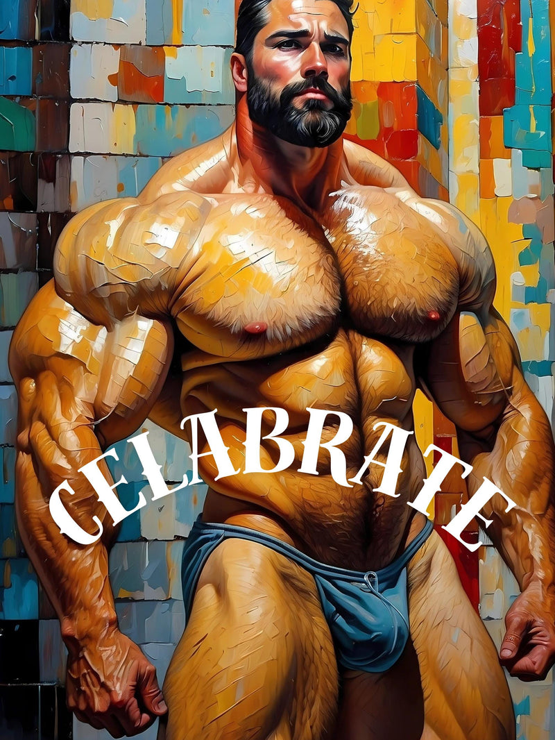 Mature Greeting Card | Muscular Male Nude, Erotic Art