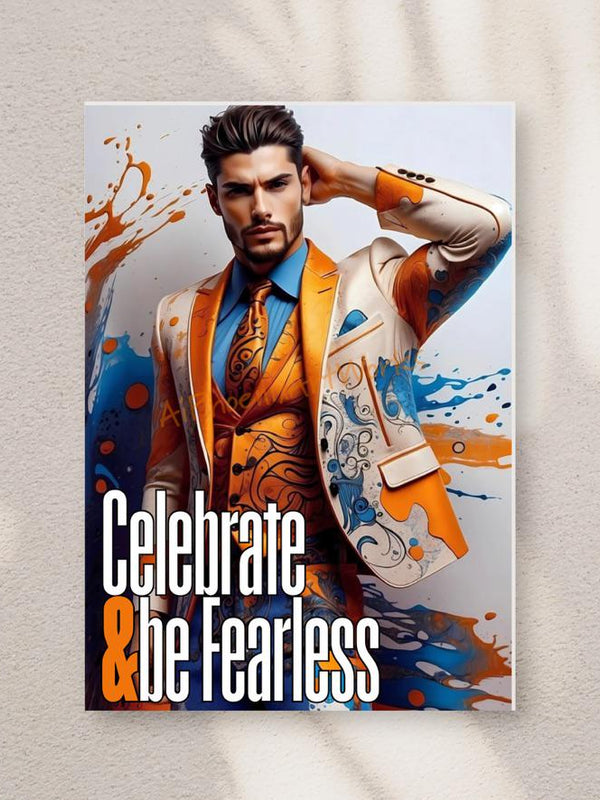 Bold Abstract Art Greeting Card: Tattooed Man, Celebrate & Be Fearless (4x6) Single or Set