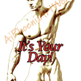 NSFW Male Pin-Up Artistic Celebrate Card | 4x6 Adult Greeting Card with Envelope | Blank Inside | Single or Set