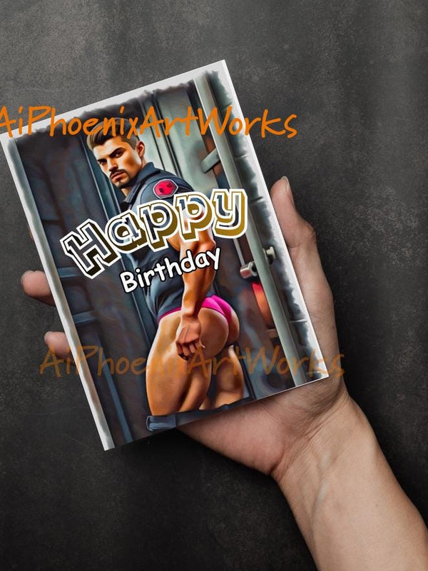 Paramedic’s Cheeky Birthday Rescue – 5x7 Folded Greeting Card