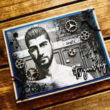 Handmade Handsome Man Steampunk Gears It’s Your Day Card, Alloy Gear Accents, Sexy Goth Gift, Adult Greeting Card, Industrial Vintage