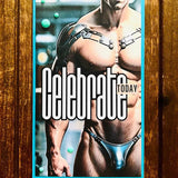 Handmade NSFW Cybernetic Male Physique Celebrate Today Slimline Card, Adult Greeting Card