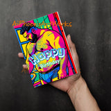 Beefcake Pop-Art Birthday Bear – 5x7 Folded Greeting Card