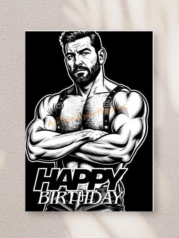 Leather Daddy’s Birthday Command – 5x7 Folded Greeting Card