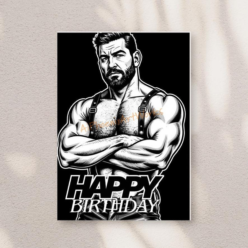 Leather Daddy’s Birthday Command – 5x7 Folded Greeting Card