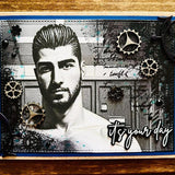Handmade Handsome Man Steampunk Gears It’s Your Day Card, Alloy Gear Accents, Sexy Goth Gift, Adult Greeting Card, Industrial Vintage