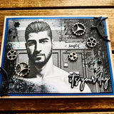 Handmade Handsome Man Steampunk Gears It’s Your Day Card, Alloy Gear Accents, Sexy Goth Gift, Adult Greeting Card, Industrial Vintage