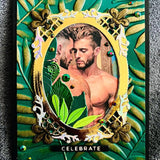Handmade Gay Couple Gold Frame with Leaf and Jungle Motif Celebrate Card, Adult Greeting Card