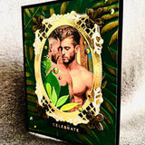 Handmade Gay Couple Gold Frame with Leaf and Jungle Motif Celebrate Card, Adult Greeting Card