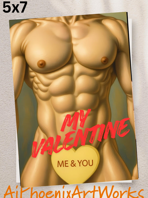 Muscular Male Torso Valentine's Day Card | LGBTQ Gay Love Art Print