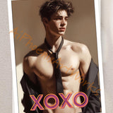 Romantic Greeting Card | Shirtless Man XOXOXO | Sexy Gay Valentine | LGBTQ Hugs Kisses | 5x7, Single/5-Pack