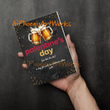 Greeting Card | Palentine's Day Beer Pals Celebration | Anti-Valentine Bro Humor | 5x7 Single/5-Pack | Black or White Background