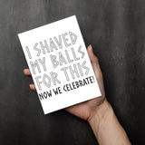 NSFW Greeting Card | Shaved Balls Celebration Pun | Cheeky NSFW Humor | Adult Party Card | Single or 5-Pack