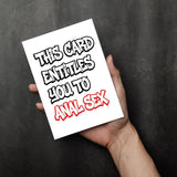 NSFW Greeting Card | This Card Entitles Anal Sex | Cheeky NSFW Voucher | Adult Kinky Humor | Single or 5-Pack
