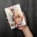 NSFW Greeting Card | Happy Easter Grab Eggs Bunny | Cheeky Muscle Hunk Pun | Gay Erotic Holiday | Single or 5-Pack
